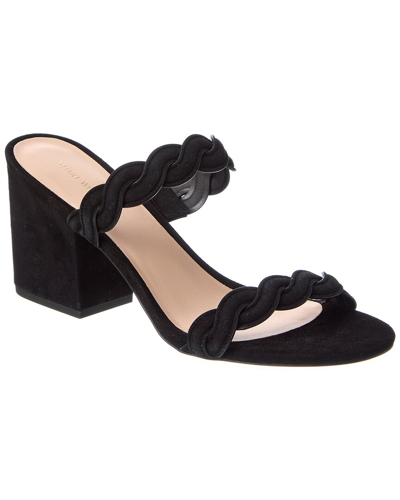 Stuart Weitzman Twistie Block 75 Suede Sandal In Black