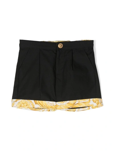 Versace Babies' Cotton Shorts In Black