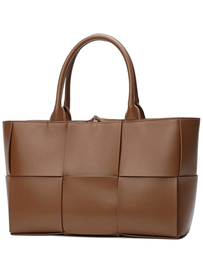 Tiffany & Fred Woven Smooth Leather Tote In Brown