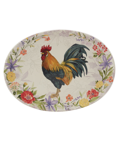Certified International Floral Rooster Oval Platter
