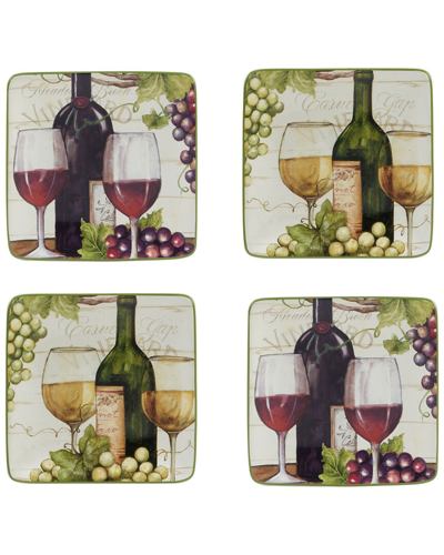 Certified International Meadow Brook Vineyard Set Of 4 Canape Plates 6"