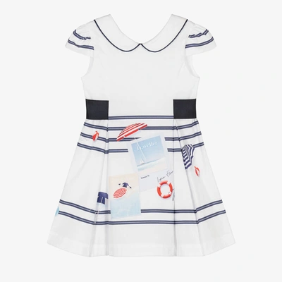 Lapin House Babies' Girls White Seaside Print Dress