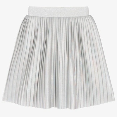 Childrensalon Occasions Kids' Girls Silver Iridescent Pleated Skirt