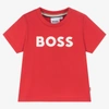 Hugo Boss Baby Boys Red Cotton Logo T-shirt