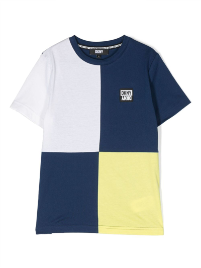 Dkny Teen Boys Cotton Colourblock T-shirt In Blue