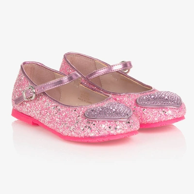 Sophia Webster Mini Kids' Girls Pink Leather Amora Glitter Shoes