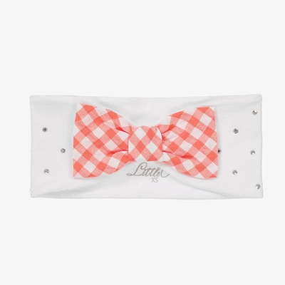 A Dee Babies' Girls White & Coral Pink Bow Headband