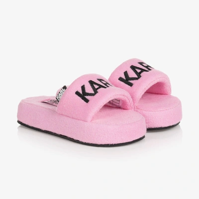 Karl Lagerfeld Girls Pink Karl Towelling Sliders