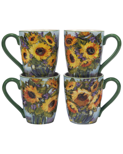 Certified International Sunflower Bouquet Set Of 4 Mug 14 Oz.