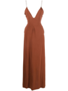 Federica Tosi Long Dress With Open Back In Brown