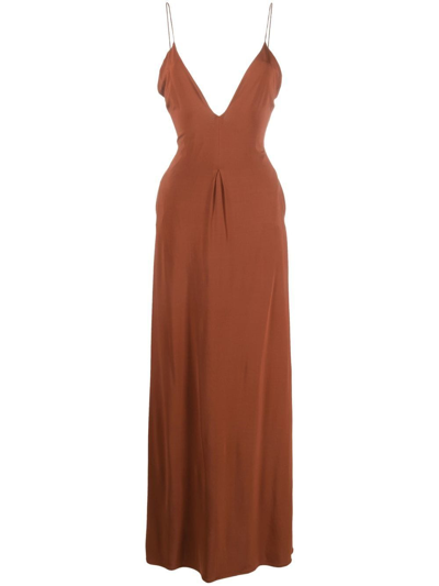 Federica Tosi Long Dress With Open Back In Brown