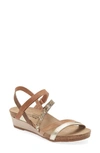 Naot Hero Strappy Wedge Sandal In Gold/ Tan/ Floral/ Latte