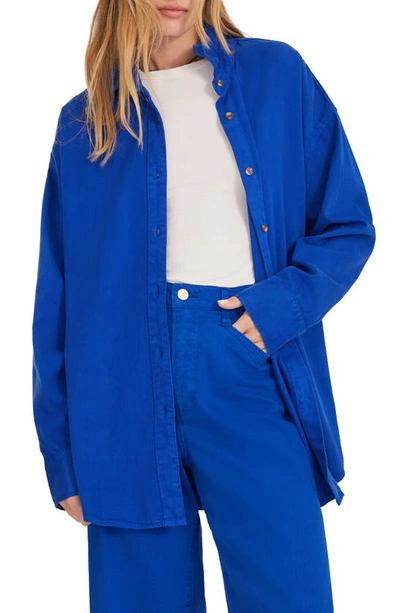 Favorite Daughter The Ex-boyfriend Cotton Blend Button-up Shirt In Electric Blue