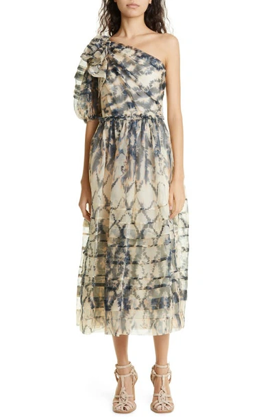 Ulla Johnson Artemis One-shoulder Silk Dress In Fossil