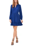 Vince Camuto Ruffle Hem Long Sleeve Dress In Twilight Blue