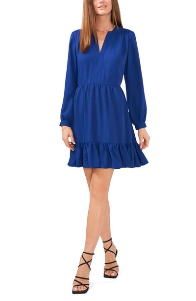 Vince Camuto Ruffle Hem Long Sleeve Dress In Twilight Blue