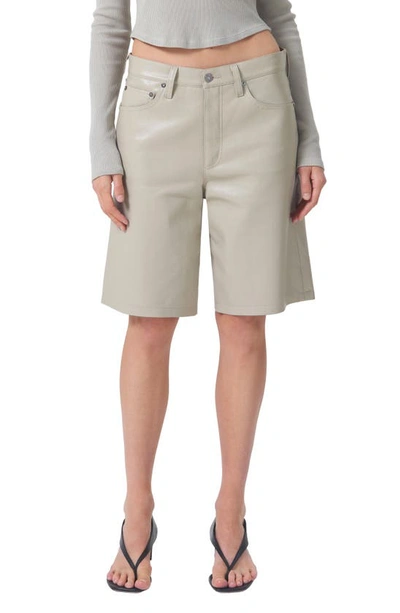 Agolde Low Rise Recycled Leather Shorts In Toast