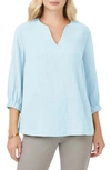 Foxcroft Evie Gauze Blouse In Baltic Blue