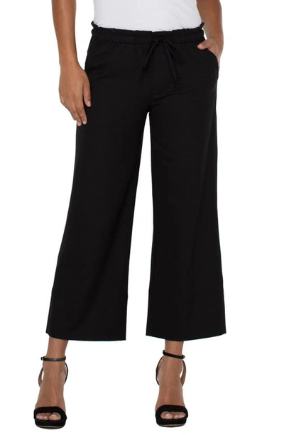 Liverpool Los Angeles Tie Waist Ankle Wide Leg Pants In Black