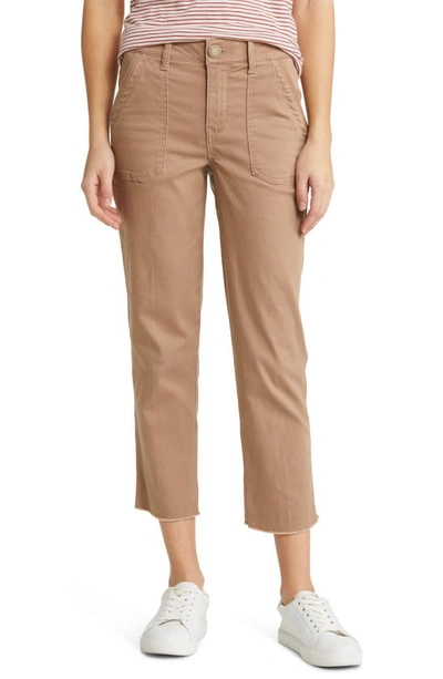 Wit & Wisdom 'ab'solution Patch Pocket High Waist Crop Straight Leg Pants In Peanut Butter