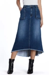 Wash Lab Denim Patch Pocket Denim Midi Skirt In Jannis Blue