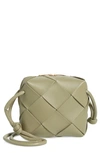 Bottega Veneta Mini Intrecciato Leather Crossbody Bag In Travertine-gold