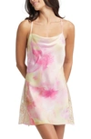 Rya Collection Darling Lace Trim Chemise In Jackie Print/ Blush