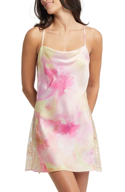 Rya Collection Darling Lace Trim Chemise In Jackie Print/ Blush