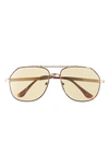 Aire Cosmos 58mm Aviator Sunglasses In Gold / Khaki Tint