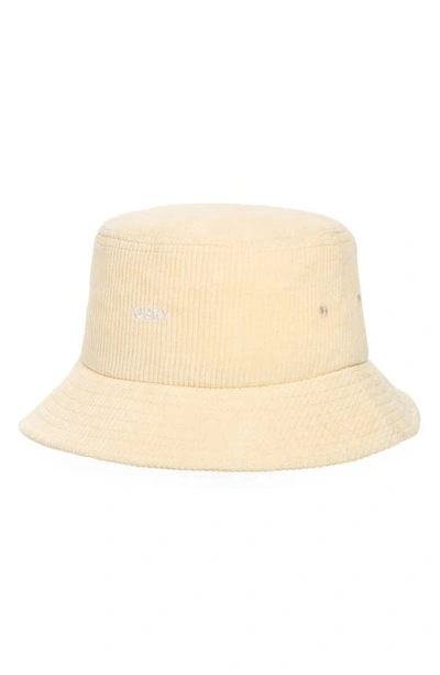 Obey Bold Embroidered Cotton Corduroy Bucket Hat In Off White