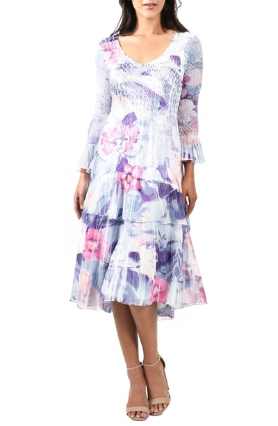 Komarov Floral Fit & Flare Dress In Joy Floral Purple