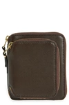 Comme Des Garçons Outside Pocket Two-compartment Leather Wallet In Brown