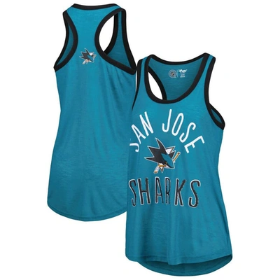 G-iii 4her By Carl Banks Teal San Jose Sharks First Base Racerback Scoop Neck Tank Top