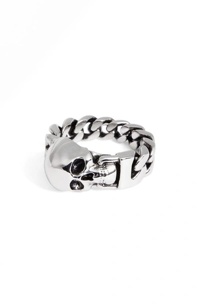 Alexander Mcqueen Skull Chain Ring In Mcq0911sil V B An