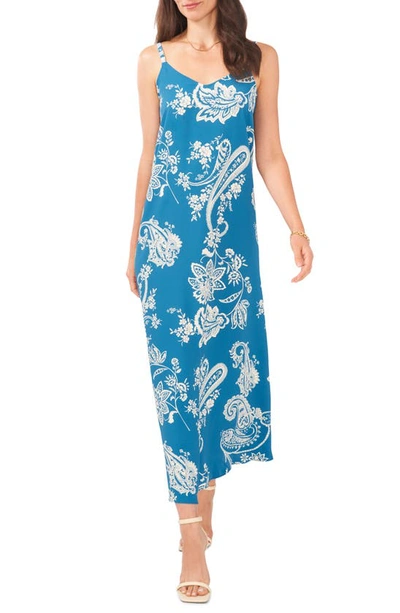 Vince Camuto Floral Paisley Maxi Tank Dress In Blue