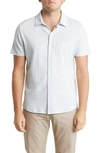 Robert Barakett Catalina Short Sleeve Cotton Knit Button-up Shirt In Soft Chambray