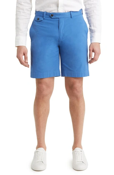 Brooks Brothers Flat Front Poplin Shorts In Blue