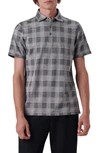 Bugatchi Plaid Short Sleeve Cotton Polo In Caviar