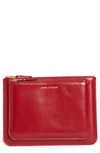 Comme Des Garçons Outside Pocket Leather Zip Pouch In Red