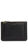 Comme Des Garçons Outside Pocket Leather Zip Pouch In Black