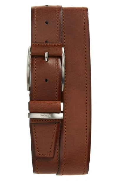 Hugo Boss Leather Belt In Medium Brown