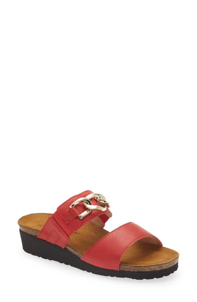 Naot Victoria Wedge Slide Sandal In Kiss Red Leather