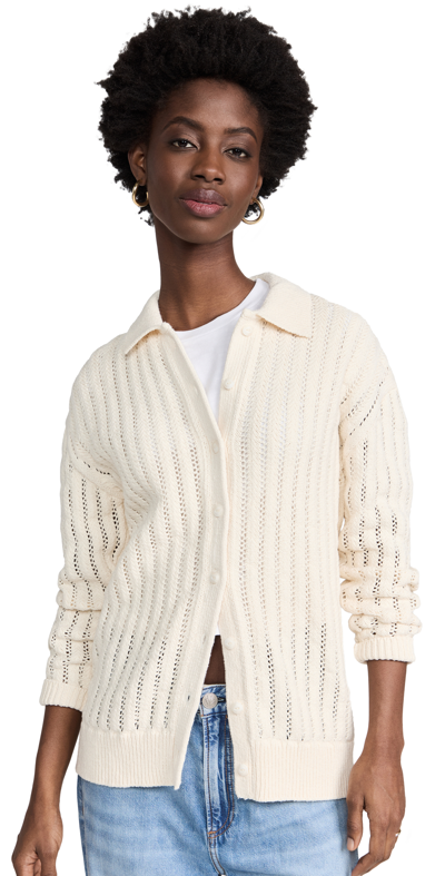 Rag & Bone Adrienne Open Stitch Cotton Blend Cardigan In White