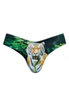 Commando Print Thong In Photo-op Jungle Tiger