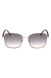 Tom Ford Fern 57mm Square Sunglasses In Gold/gray Mirrored Gradient