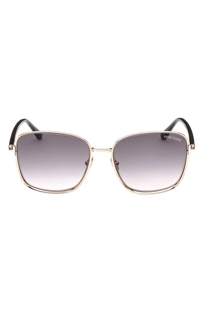 Tom Ford Fern 57mm Square Sunglasses In Shiny Rose Gold