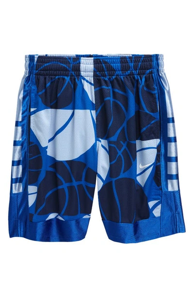 Nike Dri-fit Elite Big Kids' (boys') Printed Basketball Shorts (extended Size) In Blue