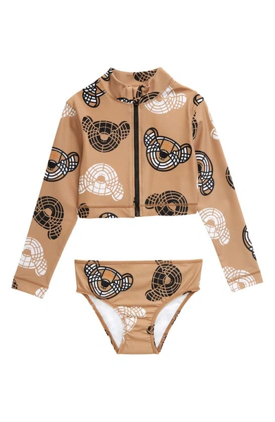 Burberry Kids' Kaya Bears Two-piece Rashguard Swimsuit In Archive