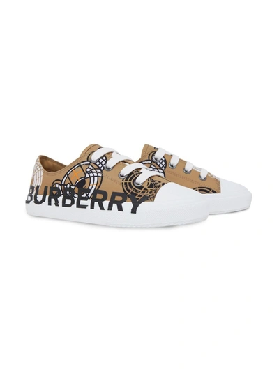 Burberry Thomas Bear-print Low-top Trainers In Beige