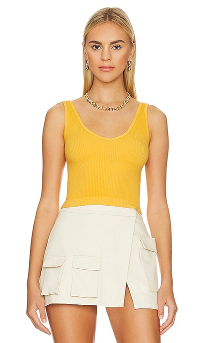 Free People Intimately Fp Solid Rib Brami Crop Top In Yellow